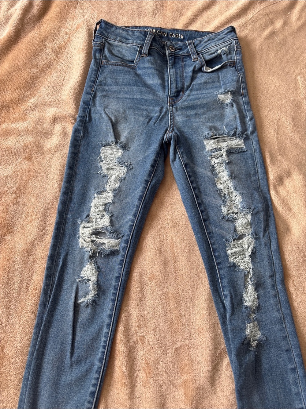 American Eagle Outfitters Blue Distressed Skinny Jeans - Women's